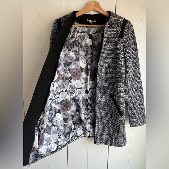 Dalia Collection Tweed Jacket | Black & White | Fits Like Small - Picture 3 of 4